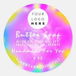 Boterzeep Cosmetica Logo Holograaf Roze Cleaner Ronde Sticker