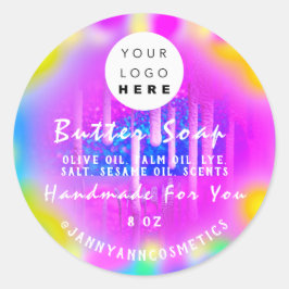 Boterzeep Cosmetica Logo Holograf Kleurentherapie Ronde Sticker