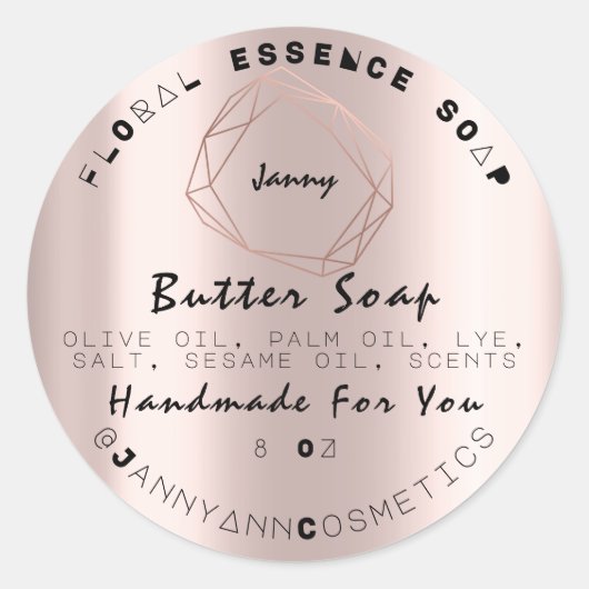 Boterzeep Cosmetica Product Handgemaakt Roos Moder Ronde Sticker (Voorkant)