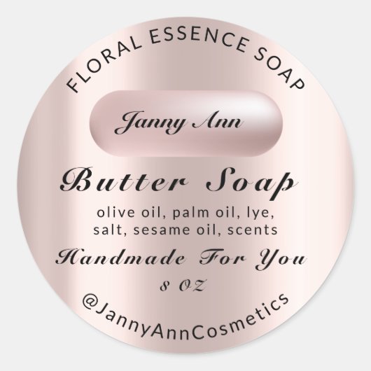 Boterzeep Cosmetica Product Handgemaakt Roos Socia Ronde Sticker (Voorkant)