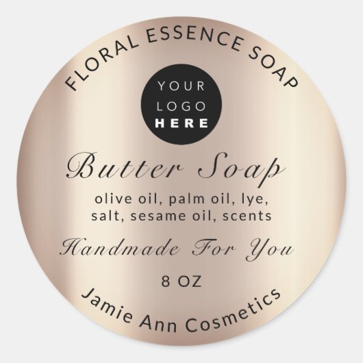 Boterzeep Cosmetica Product Handgemaakte Roos Cust Ronde Sticker (Voorkant)