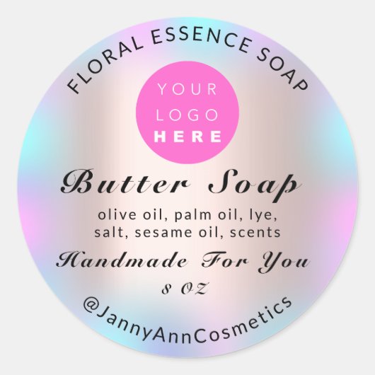 Boterzeep Cosmetica Product Handgemaakte Roze Logo Ronde Sticker (Voorkant)