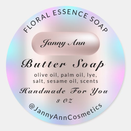 Boterzeep Cosmetica Product Handgemaakte RozeSocia Ronde Sticker (Voorkant)