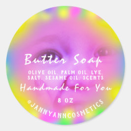 Boterzeep Cosmetische Baby Holograaf Kleur Roze Ronde Sticker