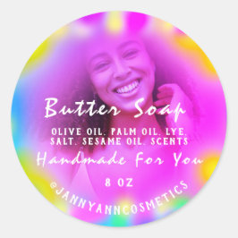 Boterzeep Cosmetische fotoHolograaf Kleurentherapi Ronde Sticker