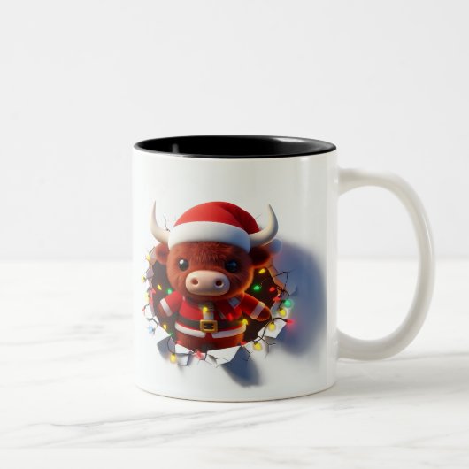 Both Side 3D Christmas | Merry Christmas Mug Tweekleurige Koffiemok (Rechts)