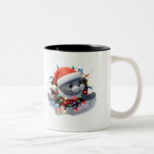 Both Side 3D Christmas | Merry Christmas Mug Tweekleurige Koffiemok (Rechts)