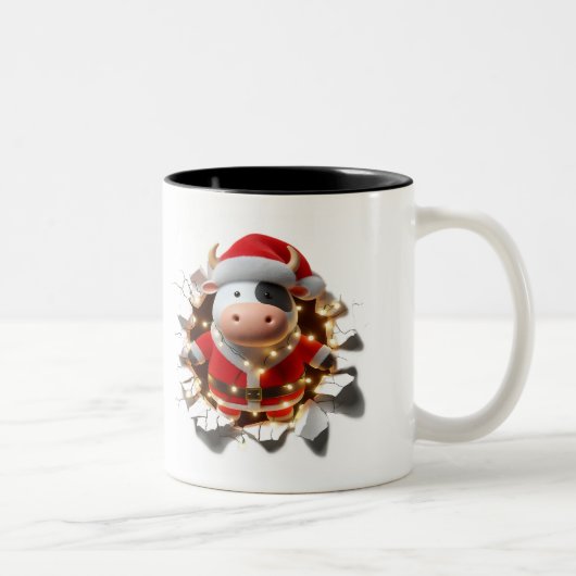 Both Side 3D Christmas | Merry Christmas Mug Tweekleurige Koffiemok (Rechts)
