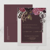 BOTHIC ROOS Burgundy Fall Wedding Briefkaart (Voorkant / Achterkant)