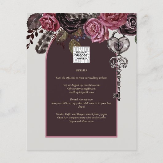 BOTHIC ROOS Burgundy Fall Wedding Flyer (Achterkant)