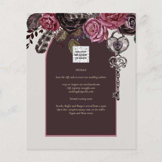 BOTHIC ROOS Burgundy Fall Wedding Flyer (Achterkant)