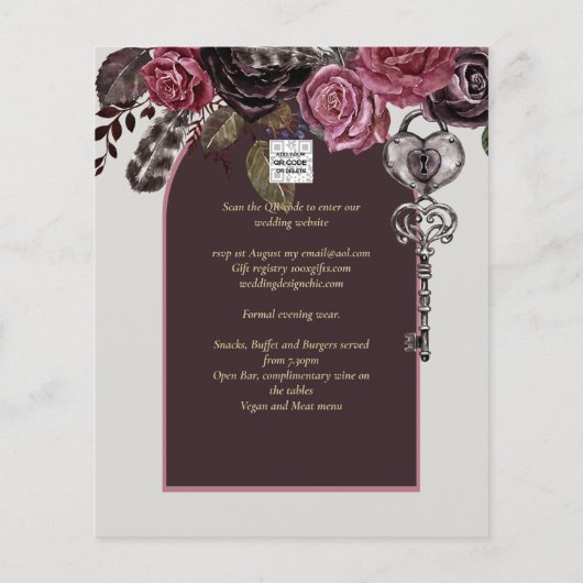 BOTHIC ROOS Burgundy Fall Wedding Flyer (Achterkant)