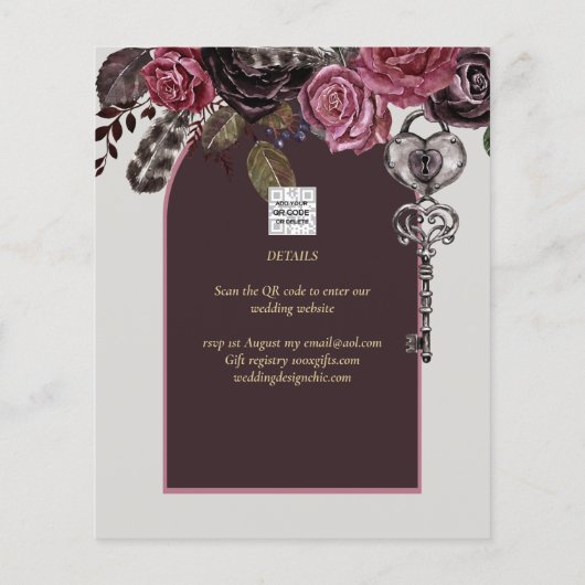 BOTHIC ROOS Burgundy Fall Wedding Flyer (Achterkant)