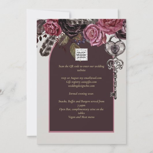 BOTHIC ROOS Burgundy Fall Wedding Kaart (Achterkant)