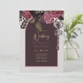 BOTHIC ROOS Burgundy Fall Wedding Kaart (Staand voorkant)