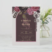 BOTHIC ROSE Bourgondië Herfst Huwelijk Kaart (Staand voorkant)
