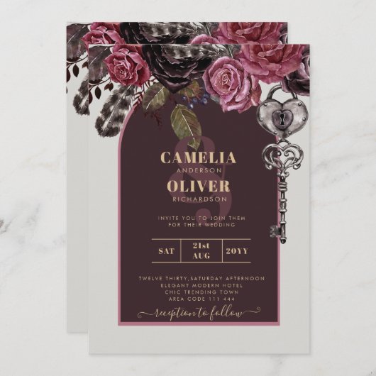 BOTHIC ROSE Bourgondië Herfst Huwelijk Kaart (Voorkant / Achterkant)