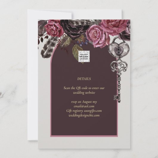 BOTHIC ROSE Bourgondië Herfst Huwelijk Kaart (Achterkant)