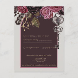 BOTHIC ROSE Bourgondische herfstbruiloft Briefkaart