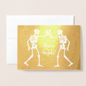 Botkoppen Skeletten Aangepaste namen Happy Hallowe Folie Kaarten (Voorkant met envelop)