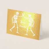 Botkoppen Skeletten Aangepaste namen Happy Hallowe Folie Kaarten (Voorkant)