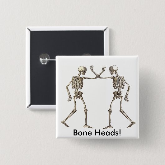 Botkoppen Skeletten Vierkante Button 5,1 Cm (Voorkant /achterkant)