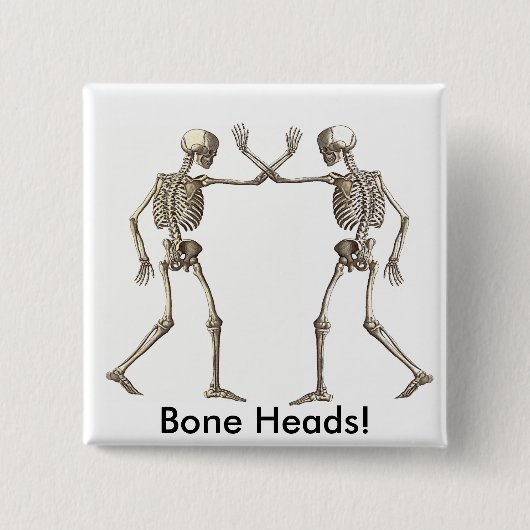 Botkoppen Skeletten Vierkante Button 5,1 Cm (Voorkant)