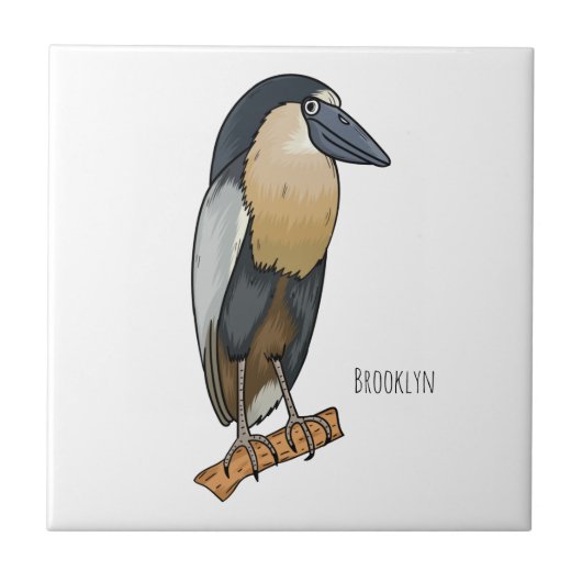 Botnavelvogel cartoon tegeltje (Voorkant)
