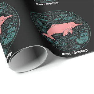 Boto Roze Rivierdolfijn Wilde Natuur Kunst Mat Zal Cadeaupapier