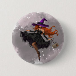 Bóton bruxa elegante Halloween Ronde Button 5,7 Cm