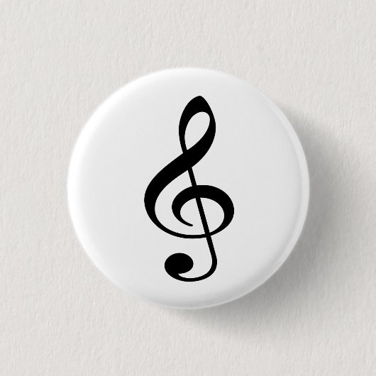 Bóton (Button) Clave de Sol Preta Ronde Button 3,2 Cm (Voorkant)