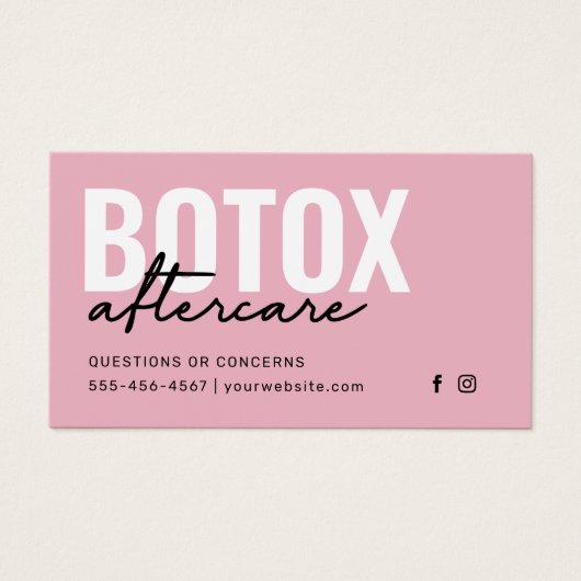 Botox Filler Injectie Nazorg Kaart (Voorkant)