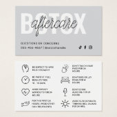 Botox Filler Injectie Nazorg Kaart (Voorkant /achterkant)