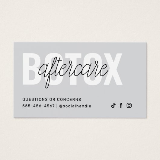 Botox Filler Injectie Nazorg Kaart (Voorkant)