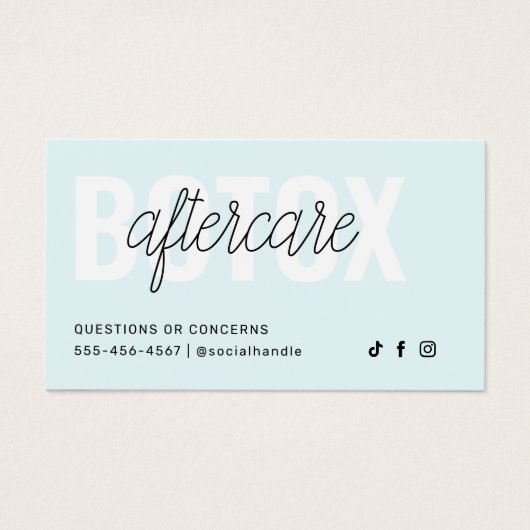 Botox Filler Injectie Nazorg Kaart (Voorkant)