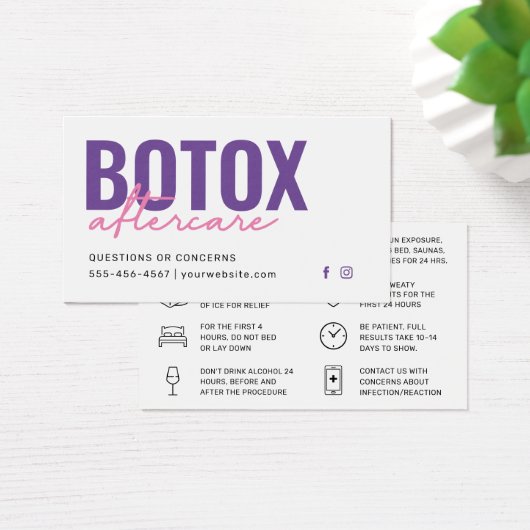 Botox Filler Injectie Nazorg Kaart (Bureau)