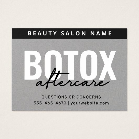 Botox Filler Injectie Nazorg Kaart (Voorkant)