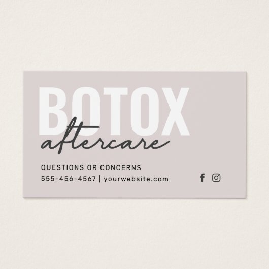 Botox Filler Injectie Nazorg Kaart (Voorkant)