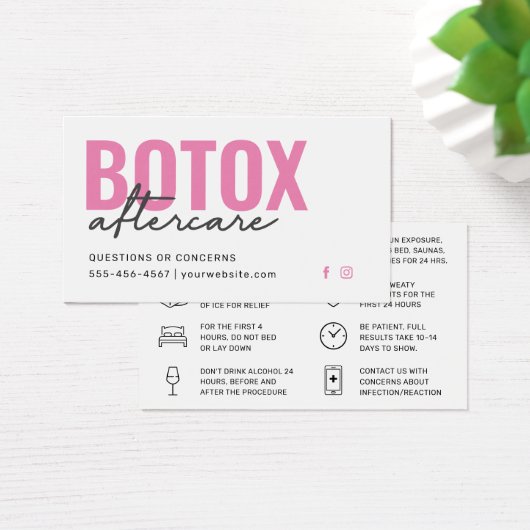 Botox Filler Injectie Nazorg Kaart (Bureau)