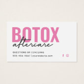 Botox Filler Injectie Nazorg Kaart (Voorkant)