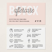 Botox Filler Injectie Nazorg Kaart (Voorkant /achterkant)