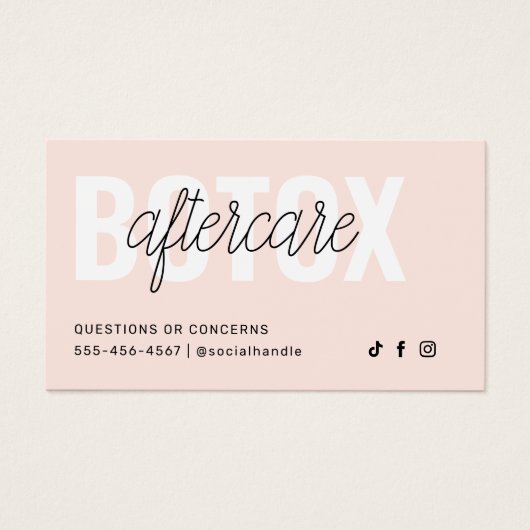 Botox Filler Injectie Nazorg Kaart (Voorkant)