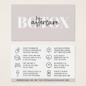 Botox Filler Injectie Nazorg Kaart (Voorkant /achterkant)
