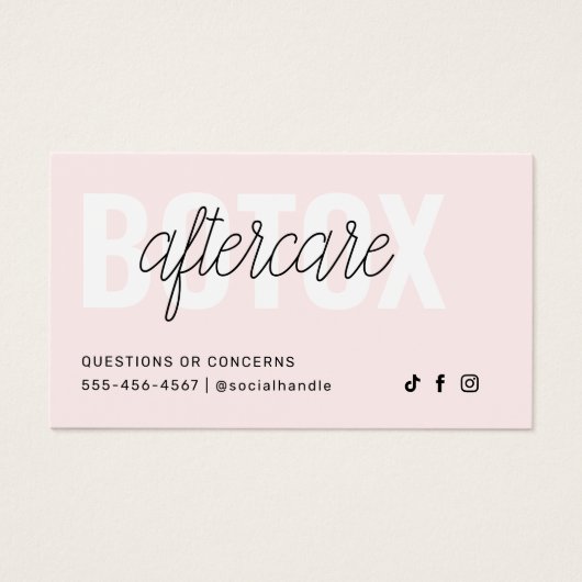 Botox Filler Injectie Nazorg Kaart (Voorkant)