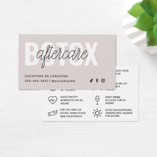 Botox Filler Injectie Nazorg Kaart (Bureau)