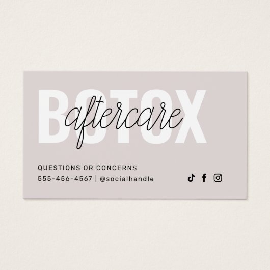 Botox Filler Injectie Nazorg Kaart (Voorkant)