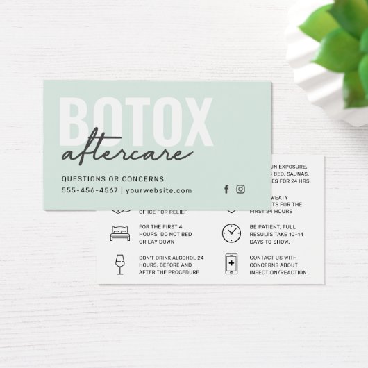 Botox Filler Injectie Nazorg Kaart (Bureau)