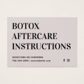 Botox Filler Injectie Nazorg Kaart (Voorkant)
