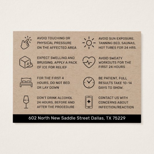 Botox Filler Injectie Nazorg Kaart (Achterkant)