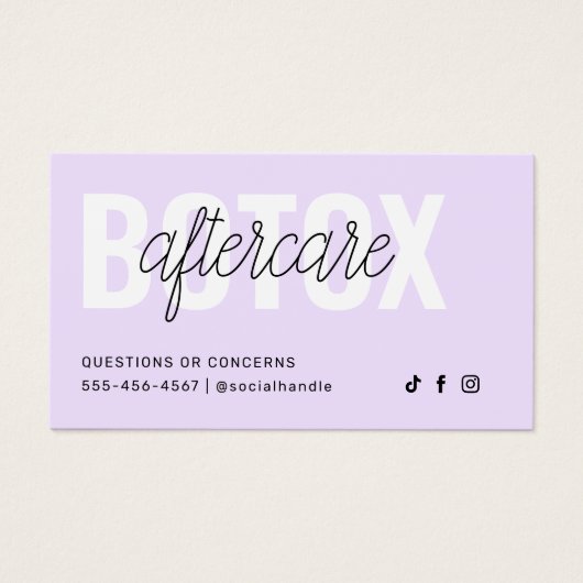 Botox Filler Injectie Nazorg Kaart (Voorkant)